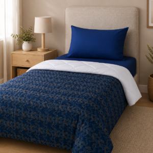 Bedroom Kit Plus - navy bedding set with quilt cover, doona and mattress protector - SettleBox Australia